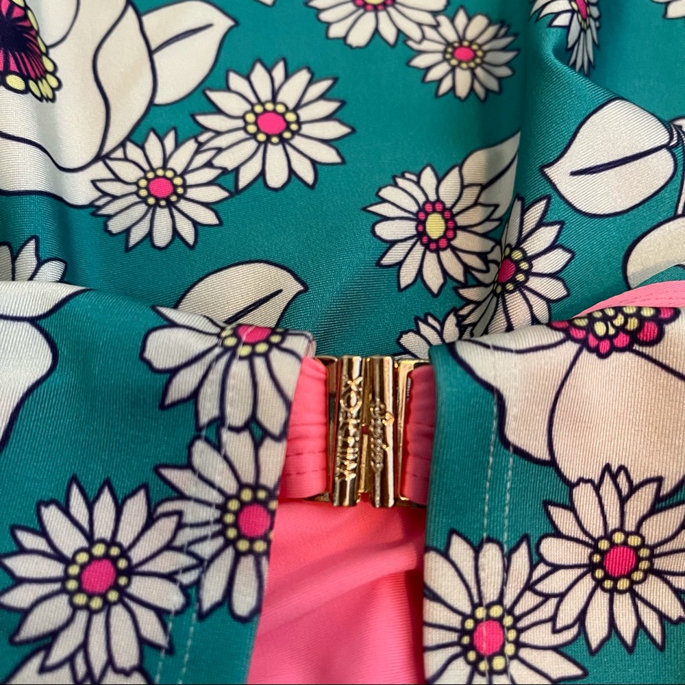 Wildfox Teal and Floral Bandeau Bikini Top - Picture 5 of 7